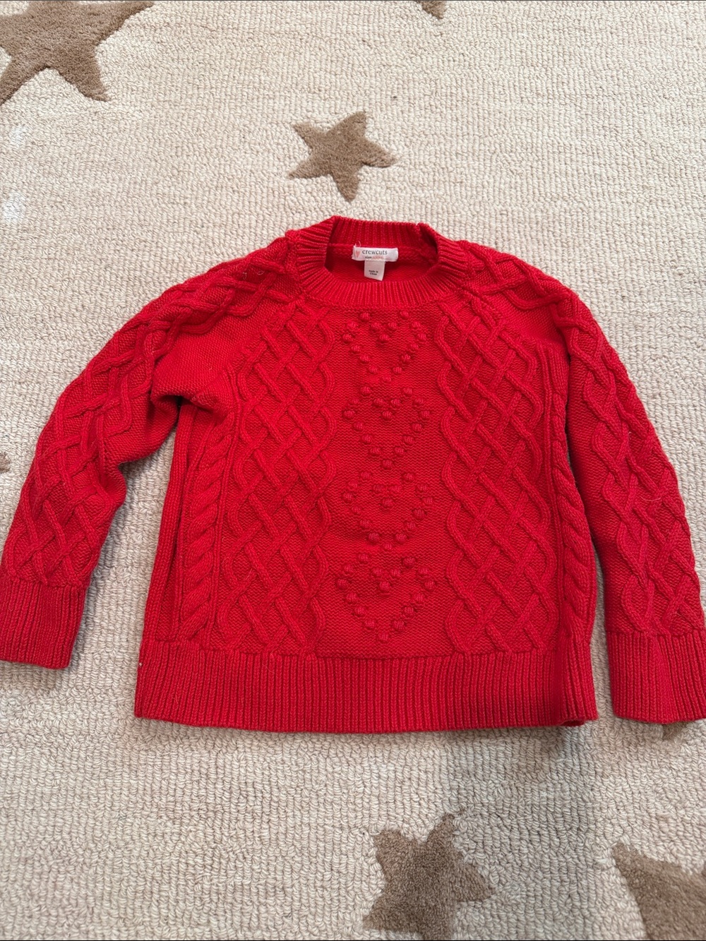 Crewcuts Red Cable-Knit Crewneck Sweater